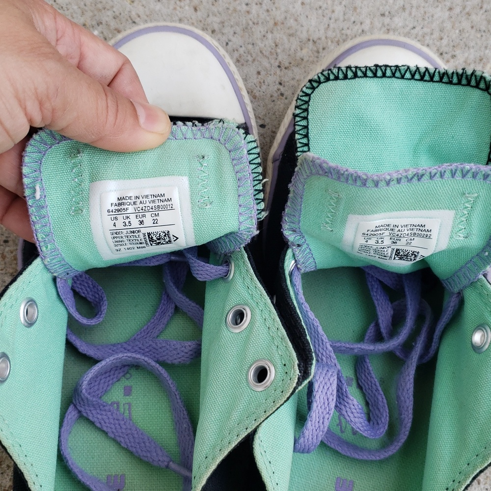 Converse Canvas Double Tongue Sneakers Classic All Star Size 4 Youth 6 Womens - Picture 13 of 16